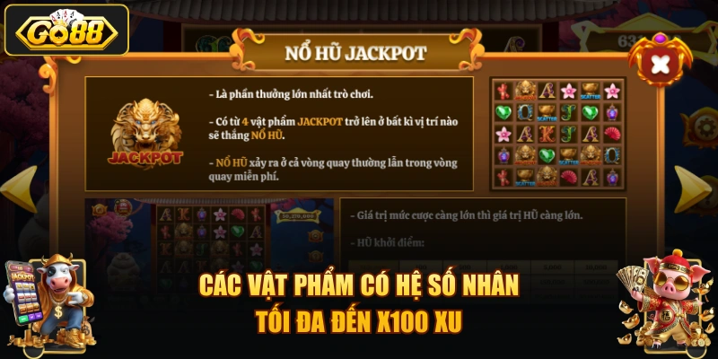 Các vật phẩm có hệ số nhân tối đa đến x100 xu