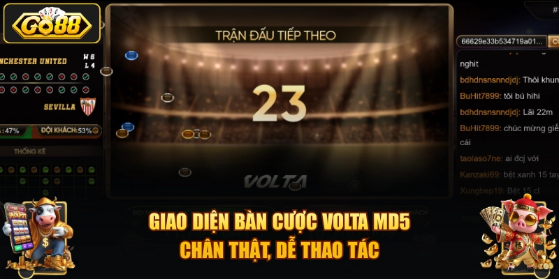 Giao diện bàn cược Volta MD5 chân thật, dễ thao tác