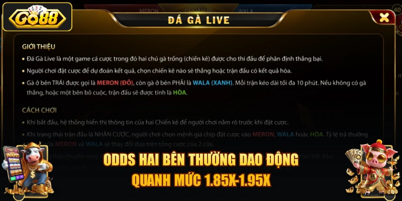 Odds hai bên thường dao động quanh mức 1.85x-1.95x
