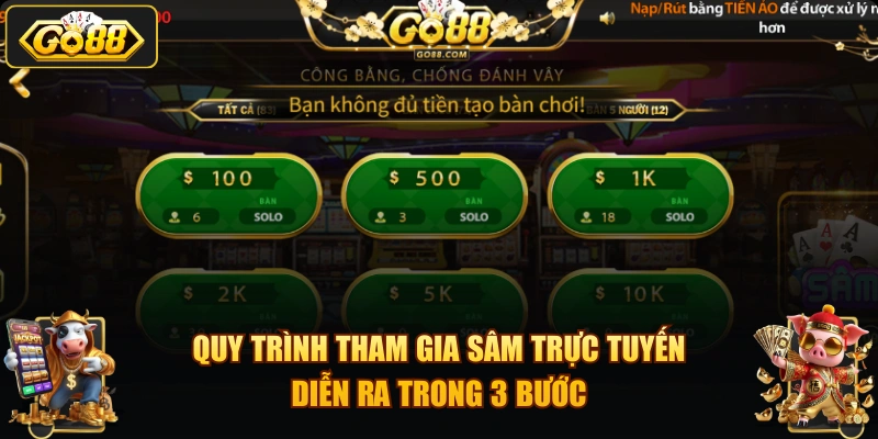 Quy trình tham gia Sâm trực tuyến diễn ra trong 3 bước