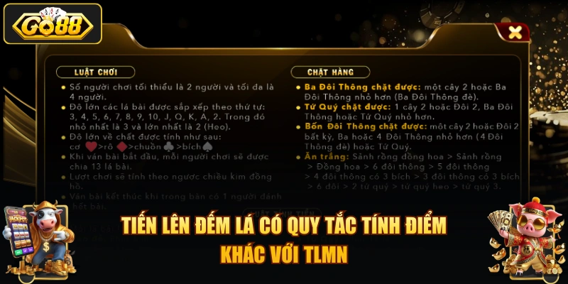 Tiến Lên Đếm Lá có quy tắc tính điểm khác với TLMN